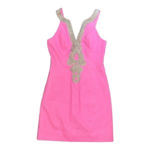 Lilly Pulitzer Emery shift pink and gold dress size 2